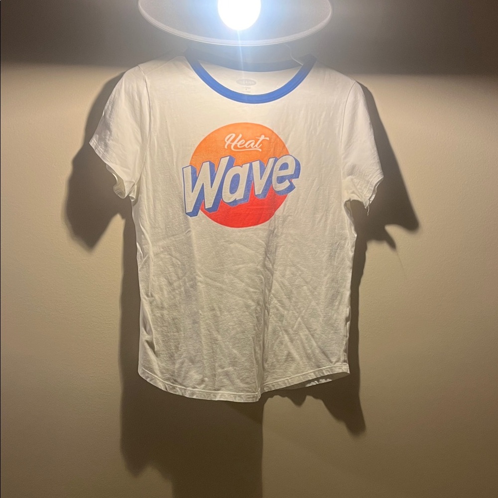 Old Navy White Tee with Blue and Orange Accents